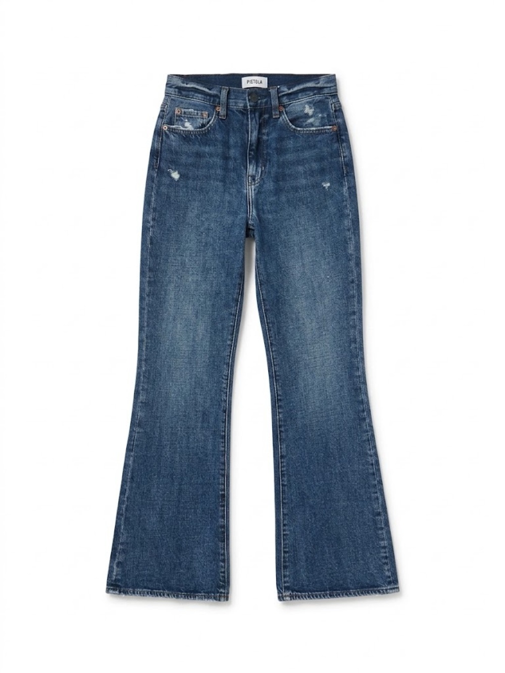 Pistola Dark Blue Denim Distressed Wide Leg Flare Jeans size 26
